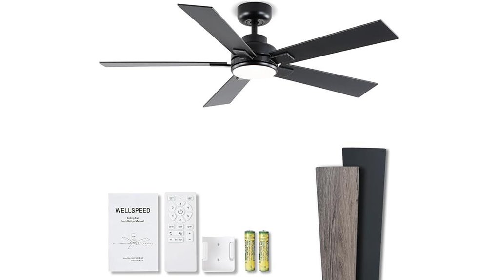 52 inch black ceiling fan