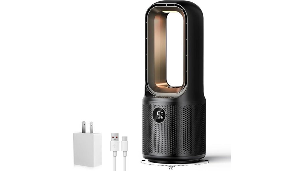 bladeless desk fan with night light