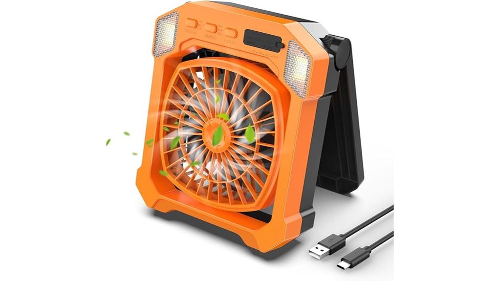 camping fan 10 000mah solar powered portable