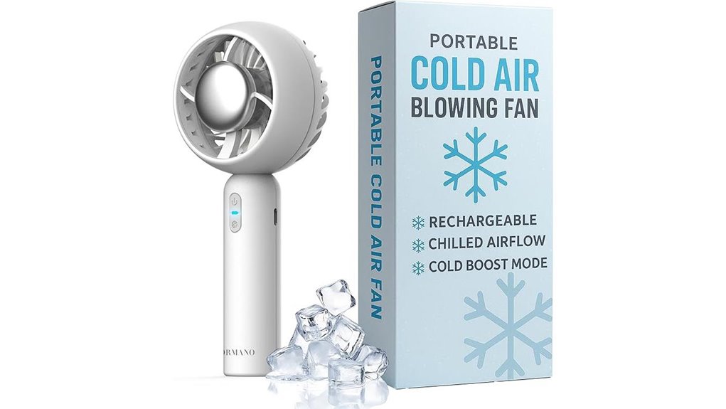 cold air handheld cooler with ice pad