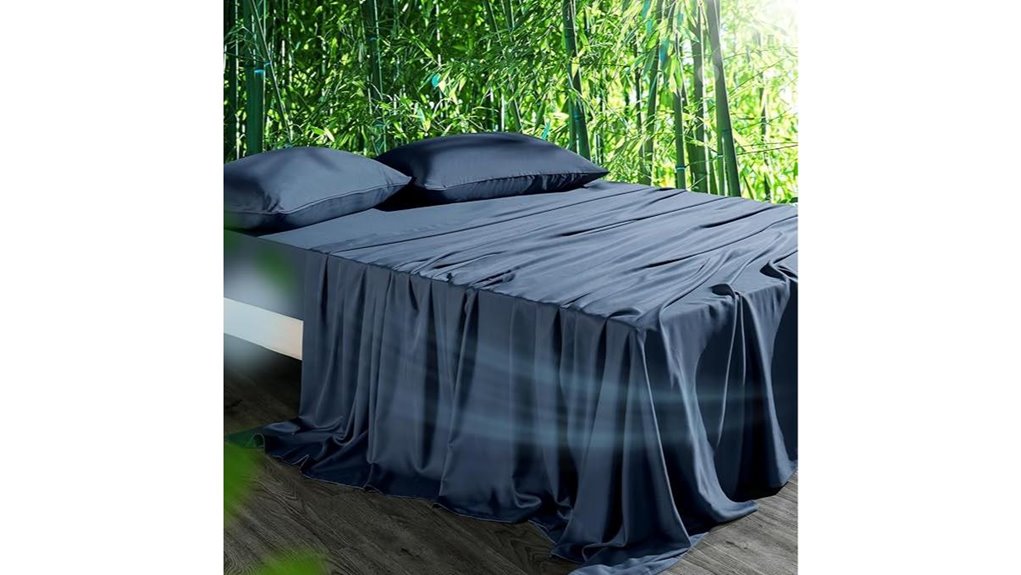 cooling bamboo viscose sheets 4pc queen navy