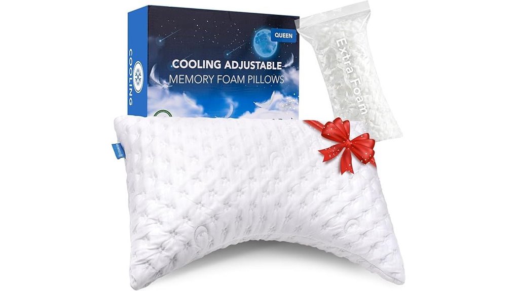 cooling side sleeper pillow adjustable queen memory foam crescent