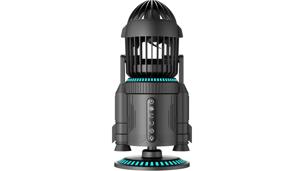 creative rocket desktop fan with light and humidity