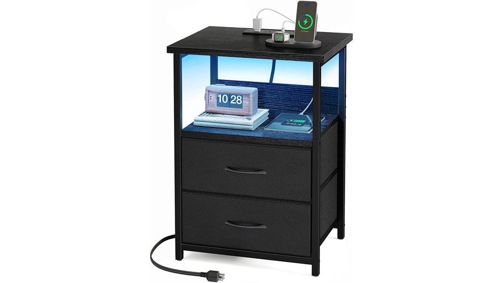 fixwal night stand with charging station
