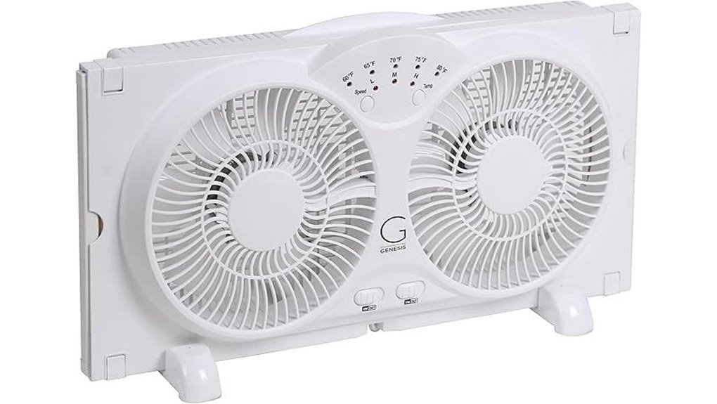 genesis twin fan reversible airflow led thermostat etl white