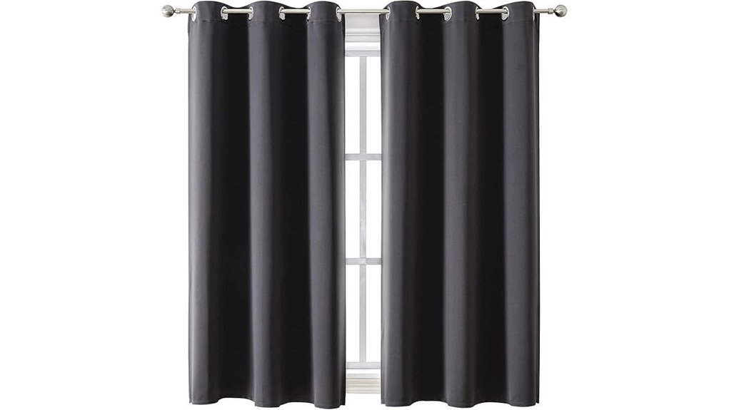 grommet blackout curtains dark grey