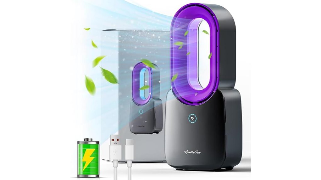 misby bladeless desk fan with light