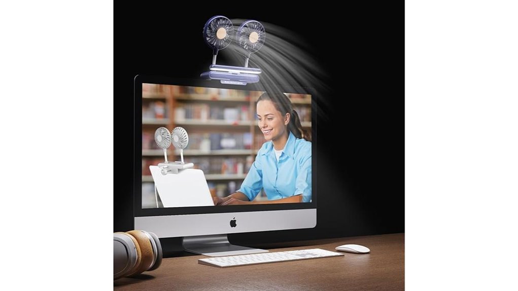 monitor fan with clamp lamp