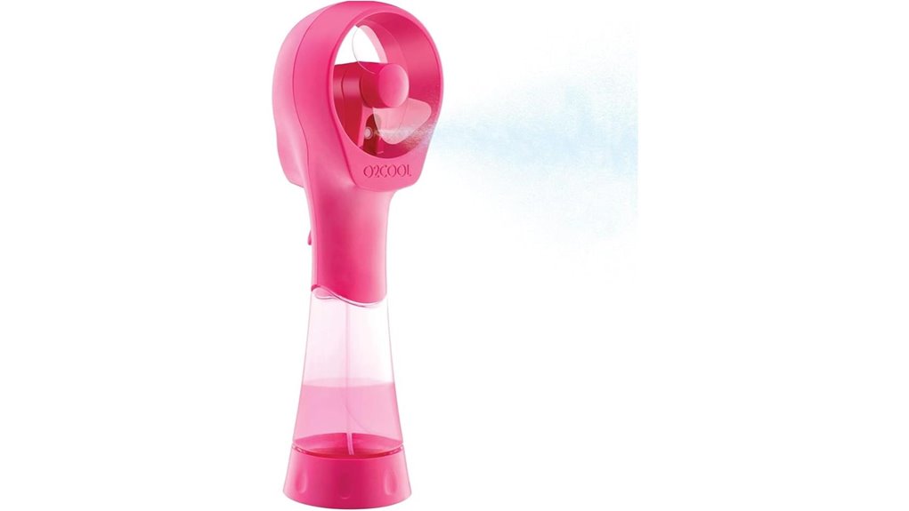 o2cool raspberry handheld misting fan