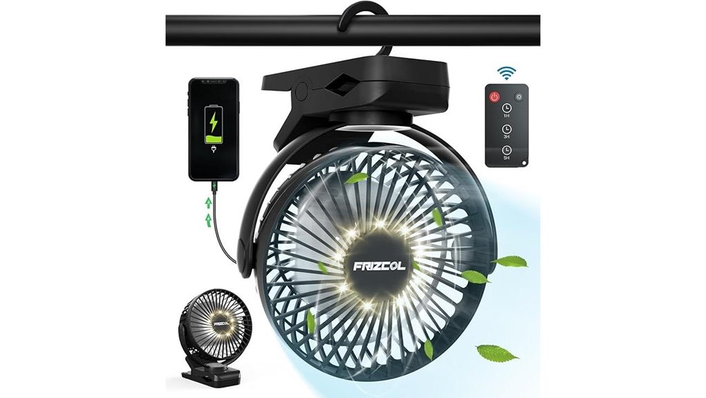 portable clip on fan with leds