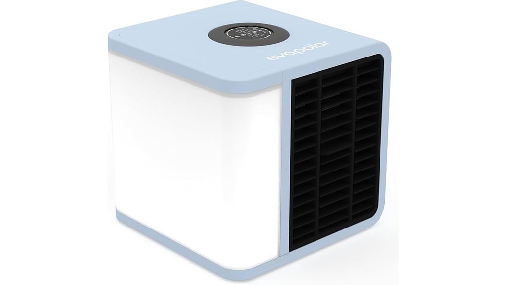 portable evaporative desk fan blue
