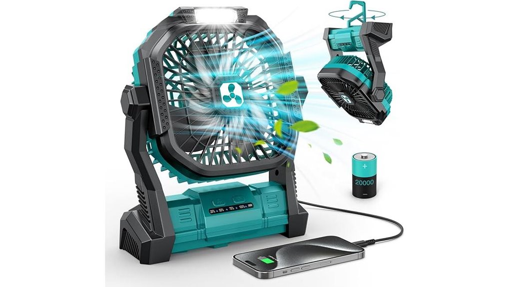 portable fan 20000mah rechargeable