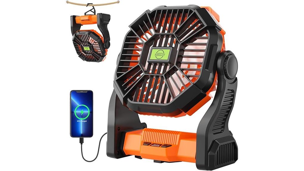portable fan with light and hook