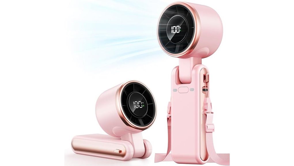 portable handheld turbo fan pink rechargeable