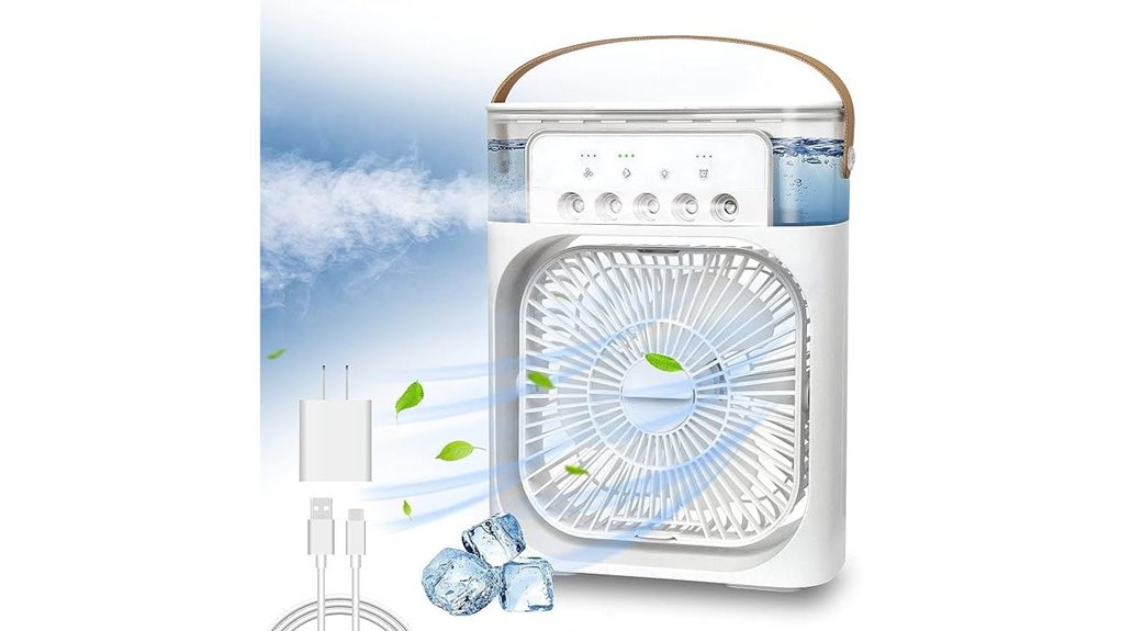 portable mini evaporative ac cooler with led light