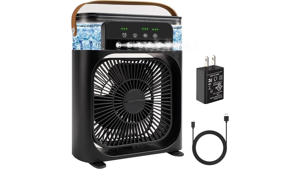 portable mini evaporative ac cooler with leds