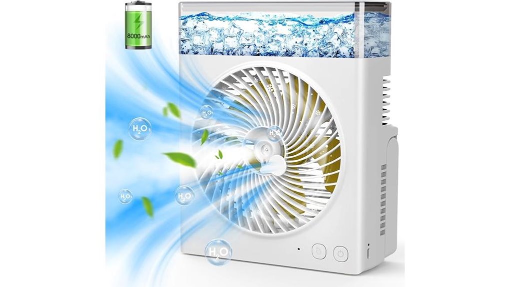 portable misting fan with battery and water tank