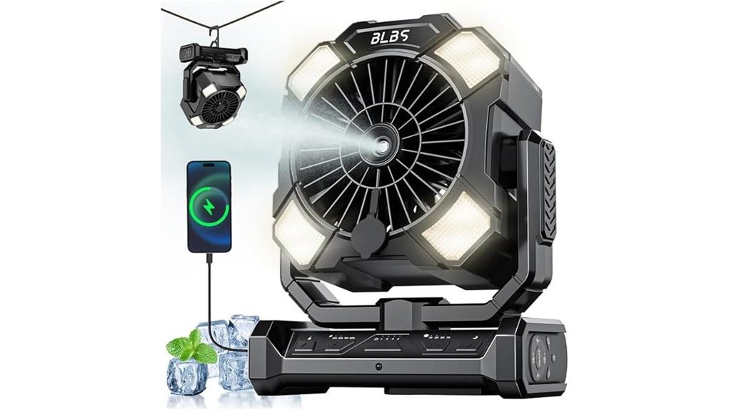 portable misting fan with remote
