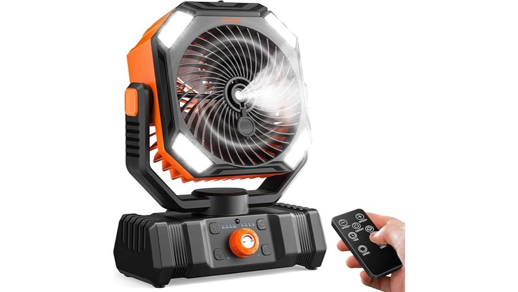 portable misting fan with usb battery led lantern included too