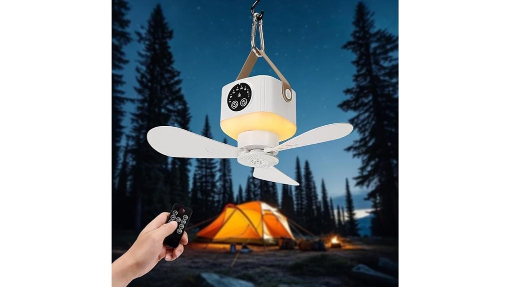 portable usb rechargeable camping fan with lights