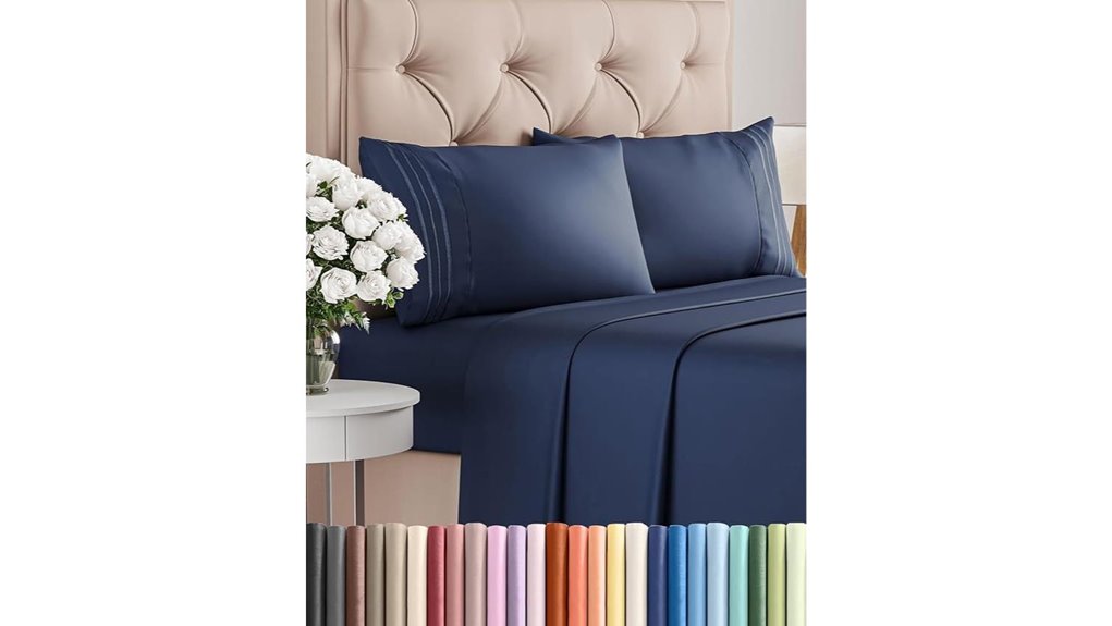 queen size 4 piece cooling sheets navy blue