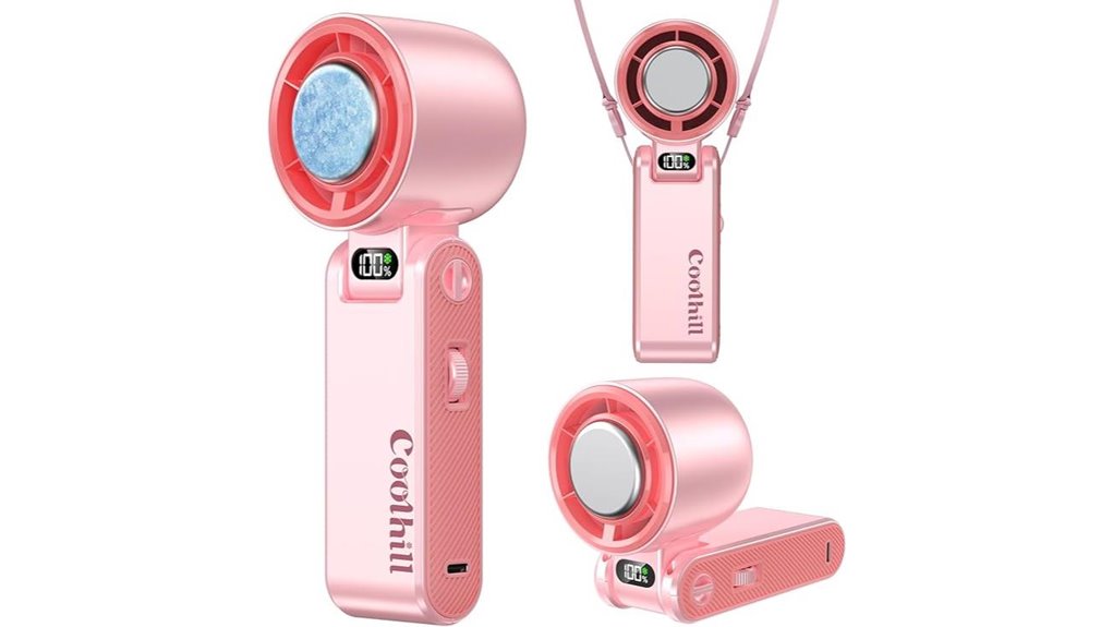 rechargeable pink handheld fan