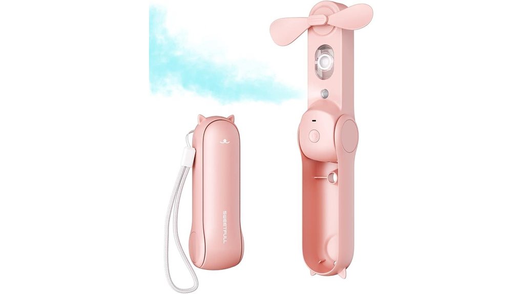 sweetful portable pink mister fan
